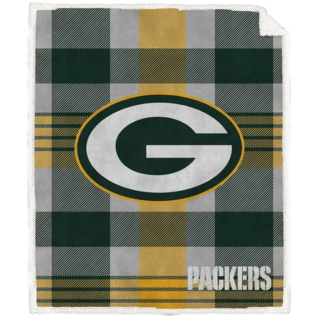 Pegasus Green Bay Packers Pegasus 60" x 70" Plaid Steel Royal Plush Sherpa Blanket
