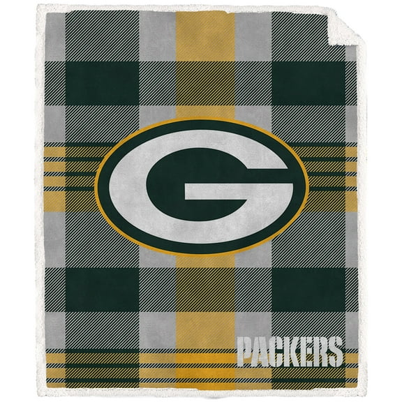 Pegasus Green Bay Packers Pegasus 60" x 70" Plaid Steel Royal Plush Sherpa Blanket