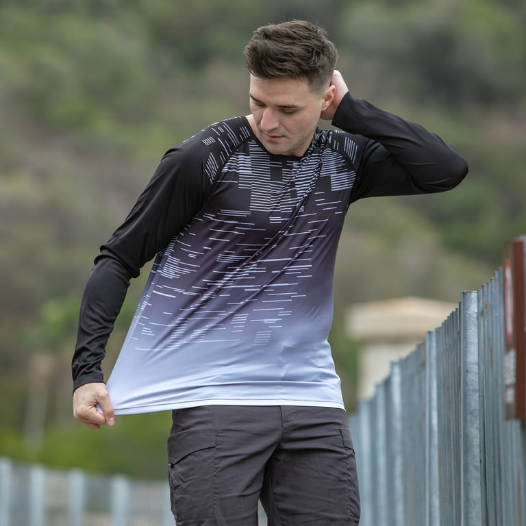 Men's Sun Shirts UPF 50+ UV Protection Long Sleeve Running T-Shirt Black XXL