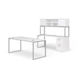 thumbnail image 1 of OFM Fulcrum Series Office Furniture Set, 72" Table Desk, 72" Credenza, Lateral 2-drawer Filing Cabinet, Hutch, in White, 1 of 1