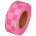 thumbnail image 2 of Tape Planet Fluorescent Pink and White Checkerboard Flagging Tape 1 3/16" x 100 ft Roll Non-Adhesive, 2 of 4