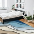 thumbnail image 6 of Area Rugs 5x7 Ft Abstract Geometric Blue Brown Gradient Waves Beach Non-Slip Washable Rug Indoor Rug Floor Mats Non Shedding Carpet for Living Room Bedroom Dining Room Home Decor, 6 of 8