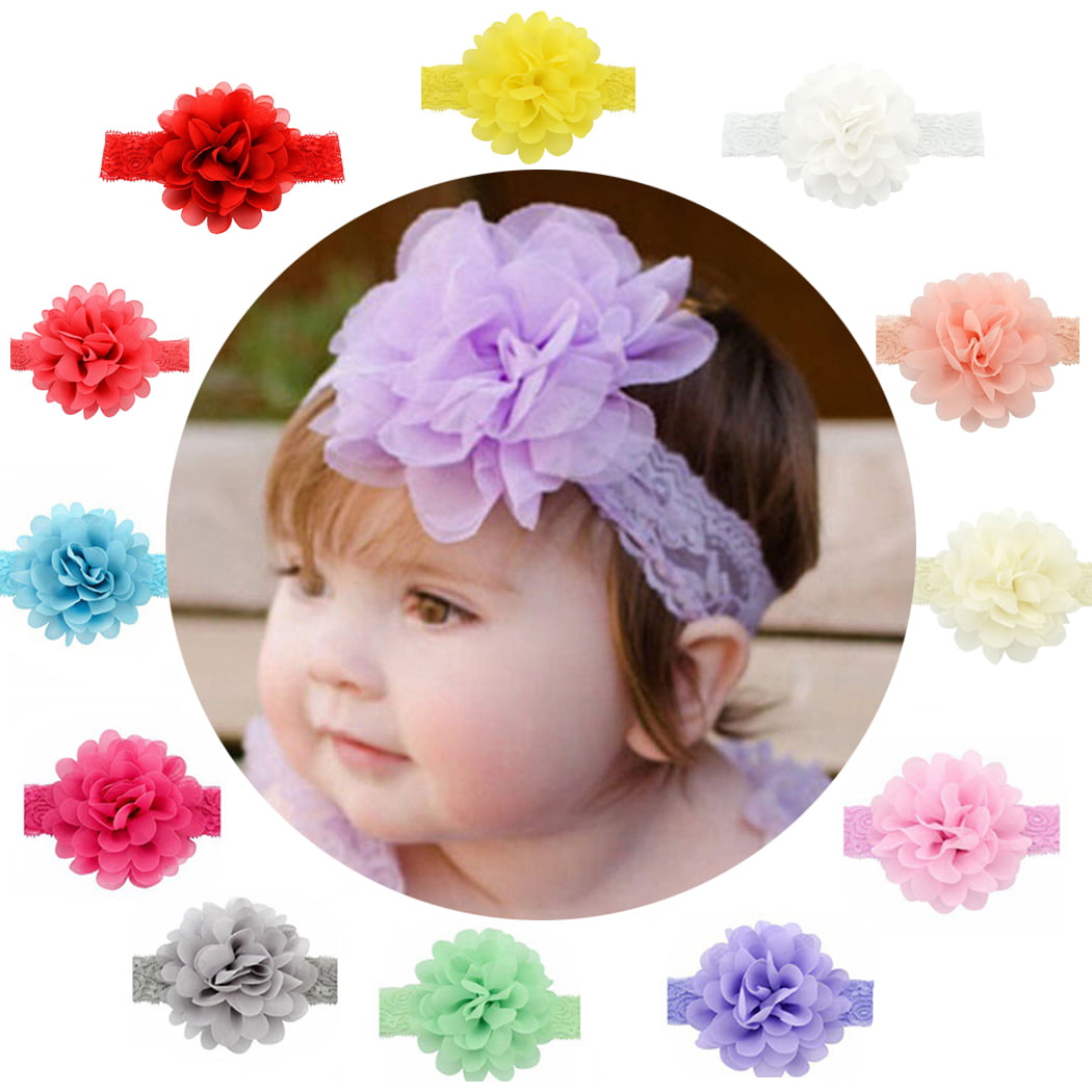 10PCS Infant Toddlers Kids Baby Girls Flower Headband Hair Bow Band Accessories 