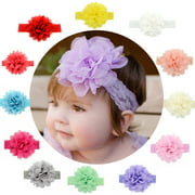 12PCS Baby Girls Lace Flower Headbands Multicolor Hair Bands Head Wrap Hair Accessories for Infant Toddlers
