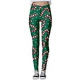 thumbnail image 3 of Gyexs Christmas Leggings for Women Soft Stretchy Xmas Printed Pajamas Pants Lined Gym Yoga Pants Womens Christmas Apparel D-Green & Size L, 3 of 6