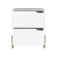 thumbnail image 5 of HomeRoots 20 in. Two Drawer Faux Wood Nightstand, White, 5 of 9