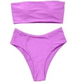 thumbnail image 4 of Viikei Bathing Suit for Women Crop Top High Waisted Bikini Set Solid Color Swimsuits, 4 of 8