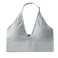 thumbnail image 1 of MIASHUI Bras for Women Halterneck Sports Bra Backless Deep V Neck Sports Bustier Padded Gym Bra Backless Adjustable Straps, 1 of 4