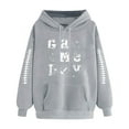 thumbnail image 2 of Hoodies for Women Trendy Cheap Ndbuld Women's Printed Off Shoulder Sleeves Long Sleeved Hooded Sweatshirt Gray S, 2 of 3