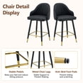 thumbnail image 4 of StnTalk Bar Stools Set of 2, Counter Height Barstools with Backs, Black PU Leather Kitchen Stools with Gold Footrest & Stable Metal Legs, Modern Upholstered Chairs for Kitchen Island, 4 of 9