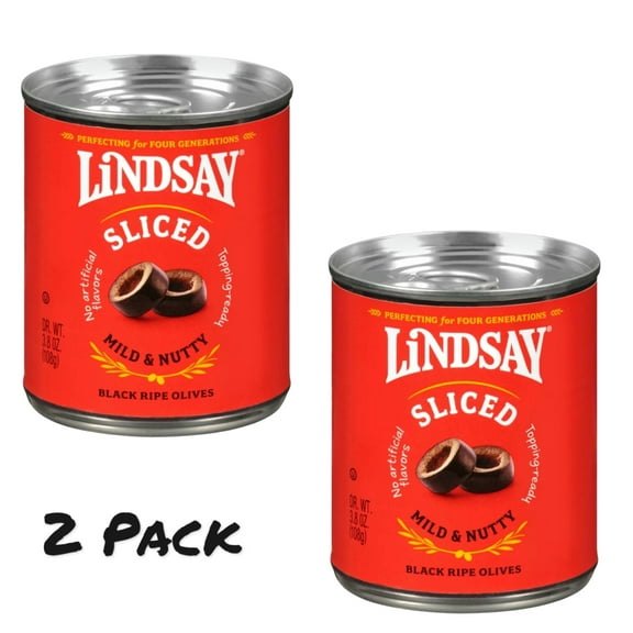 (Pack of 2) Lindsay Black Ripe Sliced Olives, 3.8 oz