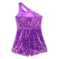 thumbnail image 6 of iiniim Kids Girls Sparkly Party Sequin Jumpsuit One Shoulders Sleeveless Short Romper Dancewear Purple 8, 6 of 7