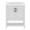 thumbnail image 4 of Merrick Lane 30 Inch Bathroom Vanity with Ceramic Sink, Carrara Marble Finish Countertop, Storage Cabinet with Soft Close Doors and Open Shelf in White/Black, 4 of 10