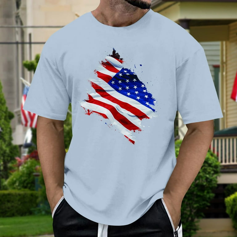Ramiter Mens American Flag Shirt Men's T-shirt Pack,Moisture