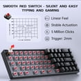 thumbnail image 3 of FFN Clavier de Jeu Mécanique 68 Touches 60 % avec Interrupteurs Rouges - Conception Compacte avec Câble Type-C Détachable, Rétroéclairage LED pour un Jeu Fluide, Compatible avec Win/Mac/Linux/PC/Portable - Noir, 3 of 9