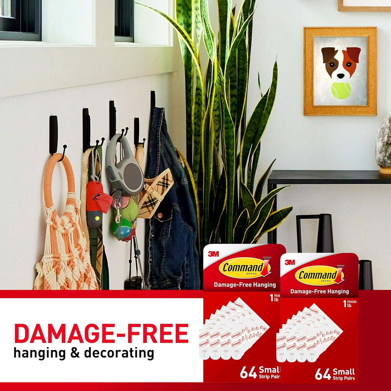 FEFEFW-Small Refill Adhesive Strips, Damage Free Hanging Wall Adhesive Strips for Small Indoor Wall Hooks, No Tools Removable Adhesive Strip for Living Spaces, 128 White Strips
