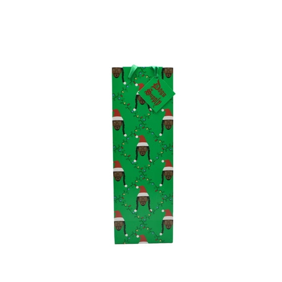 Snoop Dogg Snoop On The Stoop Green Paper Wine Gift Bag, 13.25"
