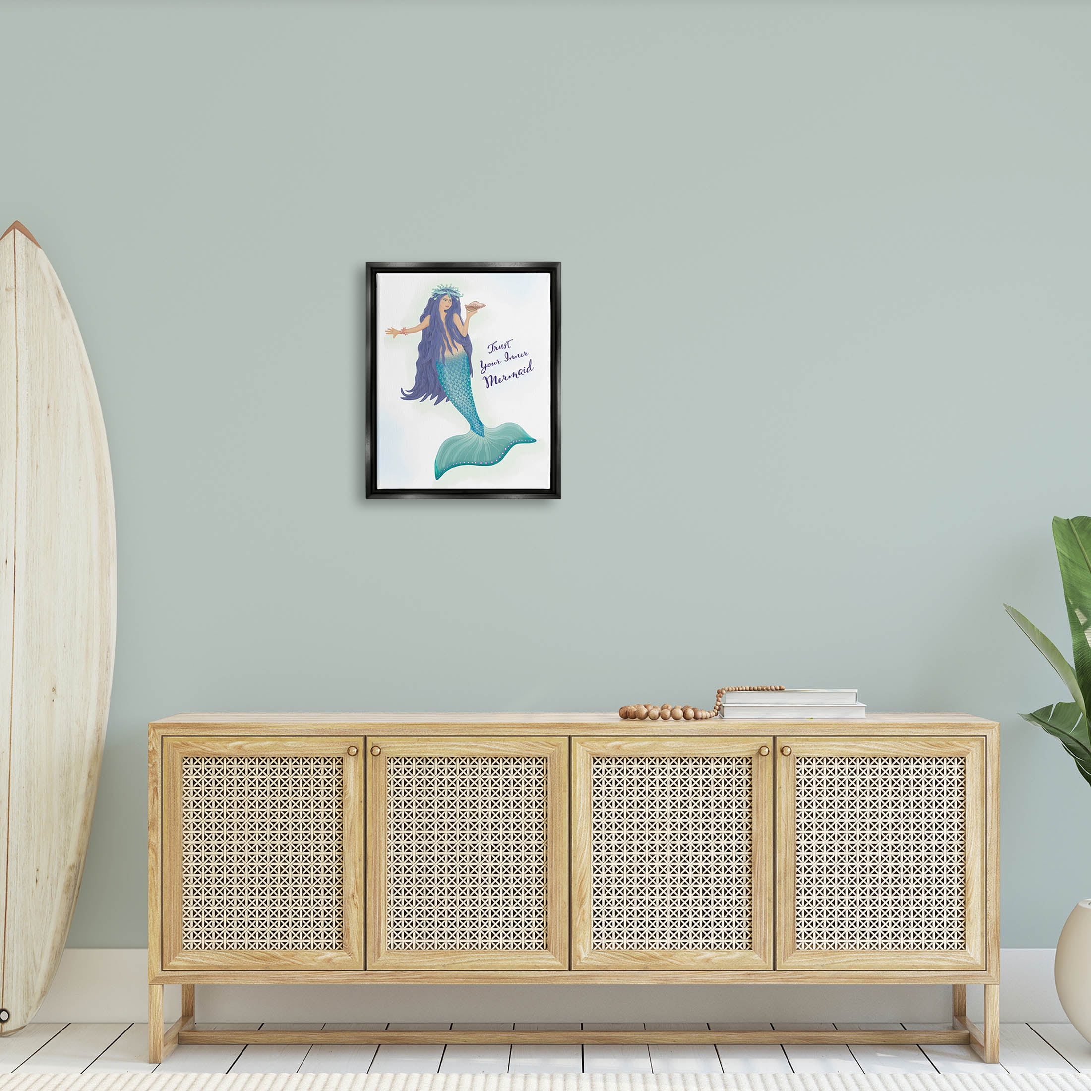 Trust Your Inner Mermaid Phrase Fairy Tales & Fantasy Graphic Art Jet Black Framed Art Print Wall Art
