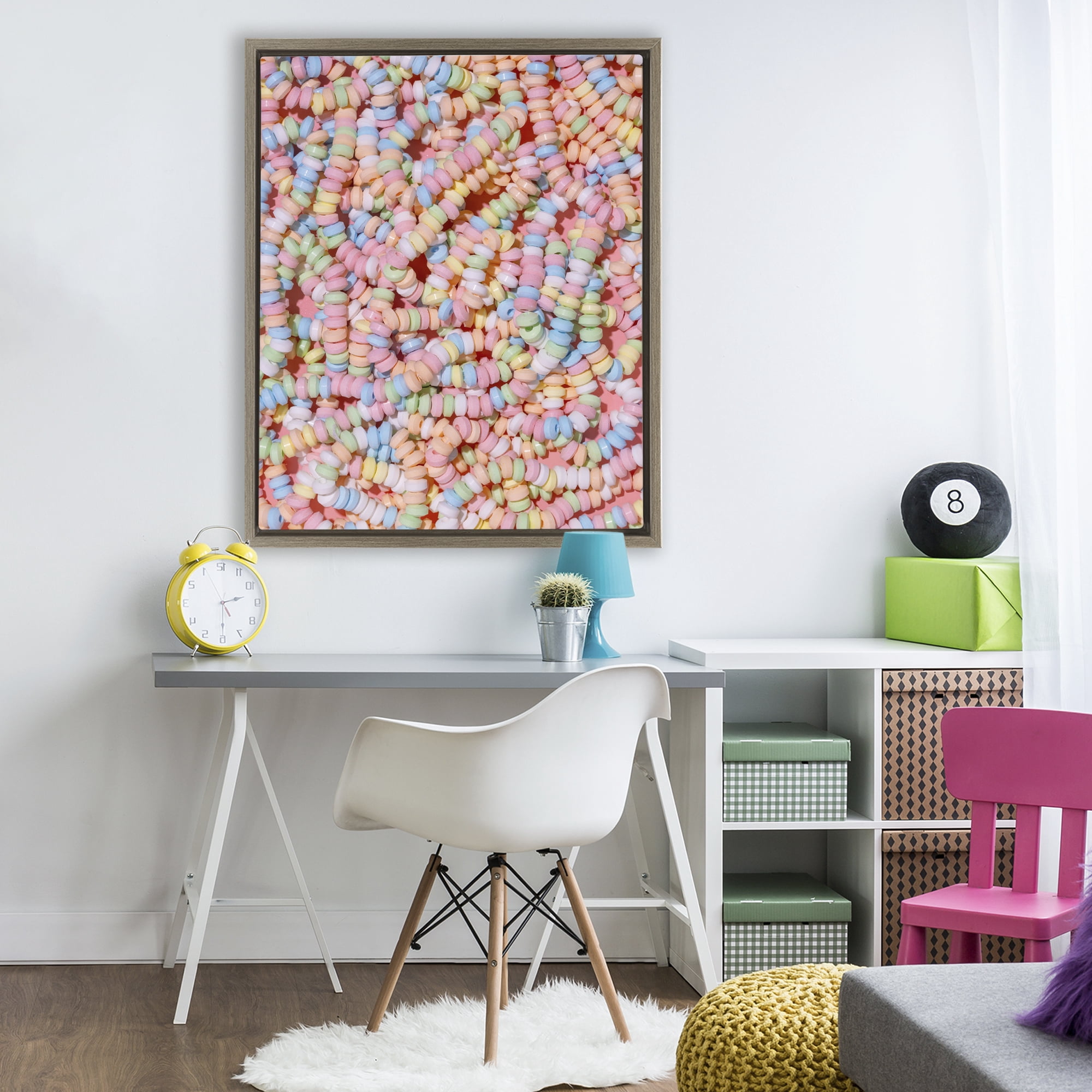 Stupell Industries Pastel Candy Necklace Brown Framed Floater Canvas Wall Art, design by LISH Creative