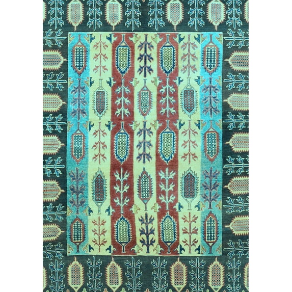 Ahgly Company Indoor Rectangle Abstract Light Blue Modern Area Rugs, 7' x 10'