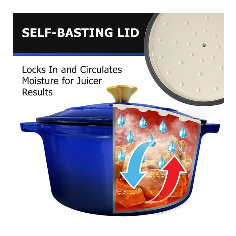 MÜELLERHOME 6qt Enameled Cast Iron Dutch Oven, Heavy-Duty