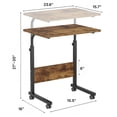 thumbnail image 4 of Bureau Mobile pour Ordinateur Portable en Forme de C Ajustable avec Roues, Table d'Appoint Roulante de 23,6′′ pour Lit, Sofa et Bureau à Domicile, Brun Rustique, 4 of 6