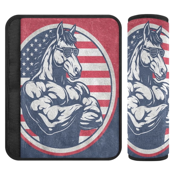 2Pcs Seat Belt Strap Covers Pad for Car Soft Flannel Car Seat Belt Shoulder for All Cars Muscular Horse