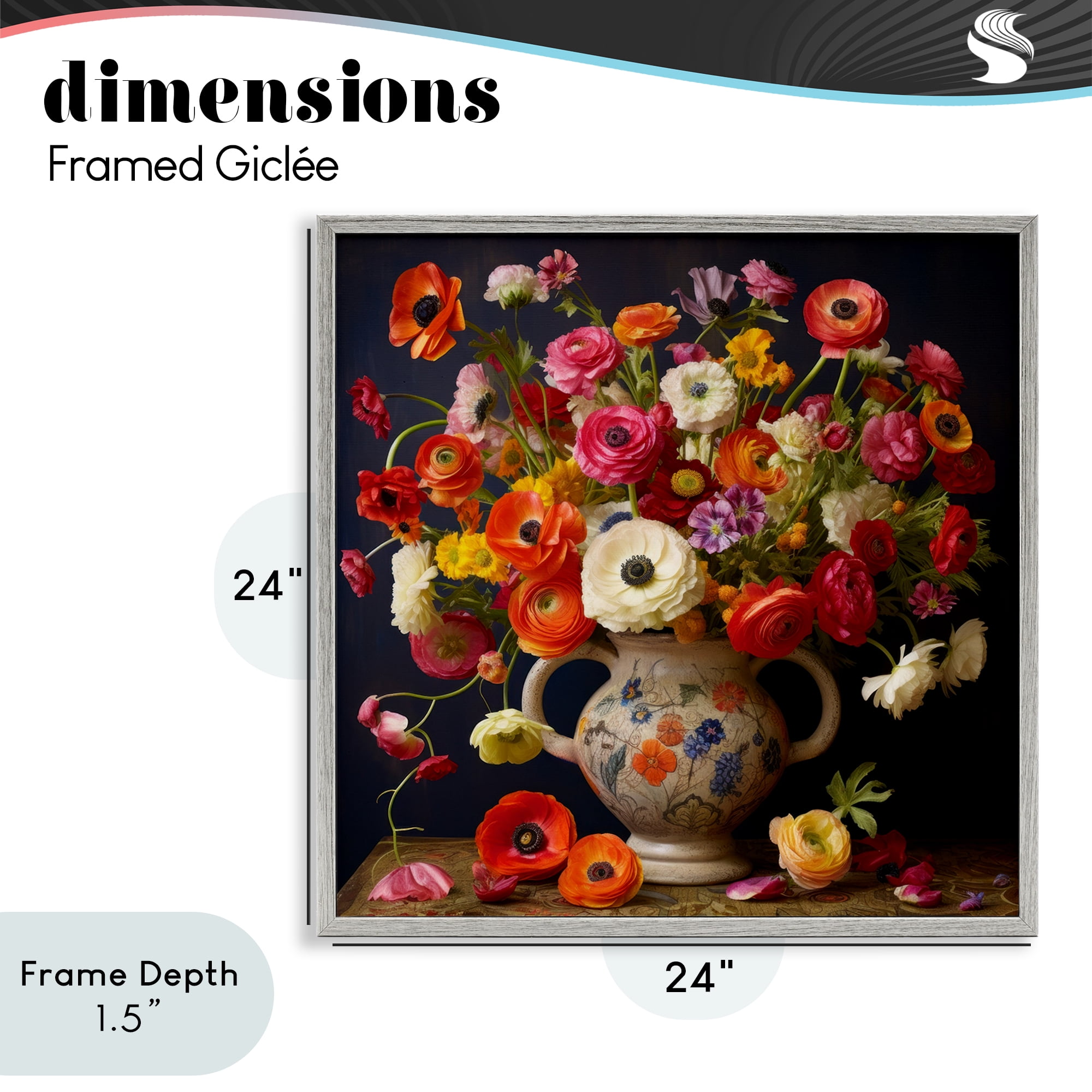 Stupell Industries Harmonious Bouquet Composition Gray Framed Giclee Art, design by Lazar Studio