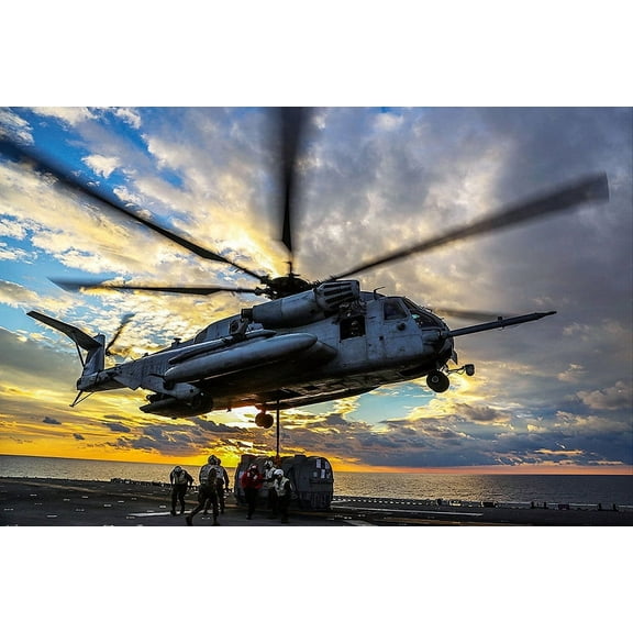 Marine Corps CH-53E Super Stallion Helicopter Style - A - 12x18 Inch Laminated Aviation Poster - Stunning Detail and Bold Colors
