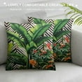 thumbnail image 3 of Nawypu  Tropical Green Leaves Pillow Covers Palm Tree Pillowcases Black and White with Geometric Decorative Throw Pillow Cover Kitchen Decor for Outdoors Car Couch, 3 of 5