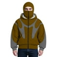 thumbnail image 4 of Dwelliawo Balaclava Jacket for Men Warm Face Fashion Double Layered Hoodies with Eye Mask Hip Hop Zip Up Y2k Sweatshirts Ginger 2XL, 4 of 4