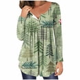 thumbnail image 2 of Pntutb Mujer Casual Navidad Impreso Jersey Cuello Redondo Manga Larga Botones Blusa tops Pntutb Pntutb-2316, 2 of 6