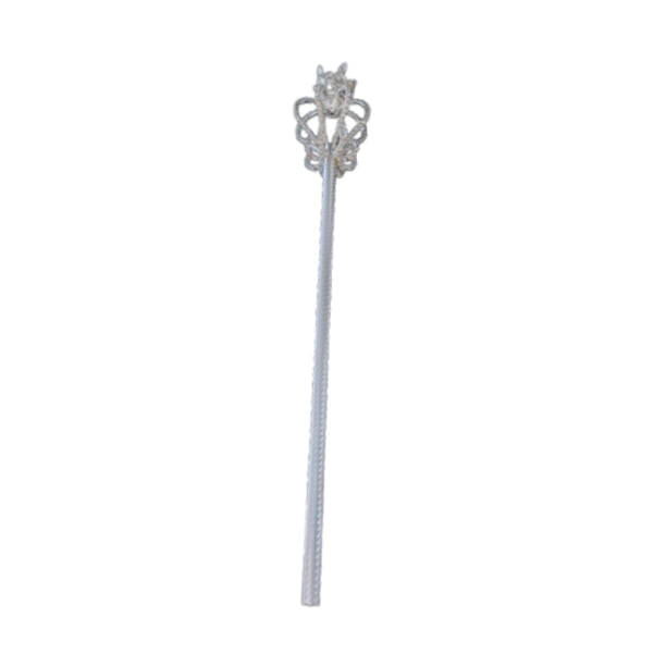 Cetro de mano con diamantes de imitación para cosplay, cetro de rey para mascarada, cumpleaños, boda Plata