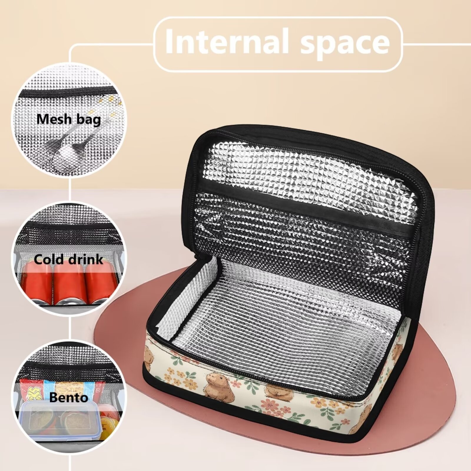 Capybara Insulated Lunch Bag – Reusable Thermal Bag For Kids, Boys, Girls, Women, Men – Cute Cartoon Design