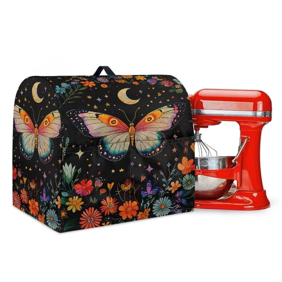 Whosucclay Butterfly Daisy Moon Star Print Mixer Cover with Storage Pocket Dustproof Stand Mixer Covers Protector Wear-Resistant Blender Cover Easy to Clean Mixer Assecories Fit Kitchen Mixer, S