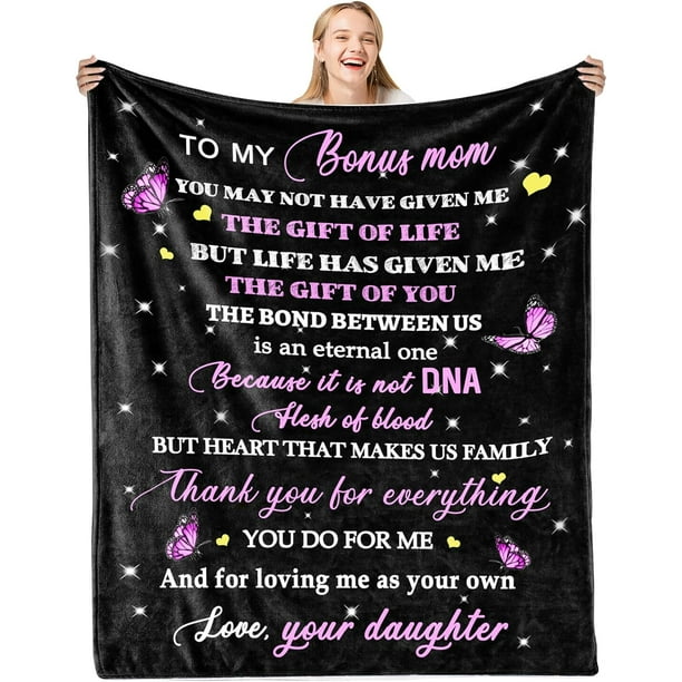 LHSHID Bonus Mom Blanket Bonus Mom Gifts from Daughter Step Mom Gift Ideas Best Stepmother Gifts Gifts for Step Mom from Daughter or Son Step Mom Birthday Gifts 30"x40"