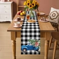 thumbnail image 2 of Christmas Blue Truck Table Runner 48 Inches Long Farmhouse Dress Scarves, Xmas Tree Bow Rustic White Black Checkered Dining Tablerunner for Coffee Table/Kitchen Island/Party Décor, 13" x 48", 2 of 8