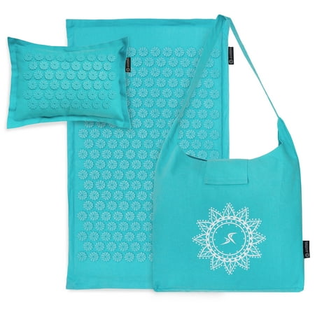 UPC: 0810244024379 | ProsourceFit Ki Acupressure Mat and Pillow Set  Bahama Blue