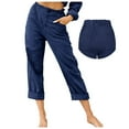 thumbnail image 1 of WILLBEST Pantalones Casuales de Mujer con Cintura Elástica y Bolsillos, Pantalones Casuales de Lino Cómodos para Uso Diario Chica, 1 of 5