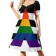 thumbnail image 4 of Vestido de noche de manga corta con estampado de bandera del orgullo LGBTQ+ sin costuras y repetitivo para mujer. Ropa para mujer., 4 of 8