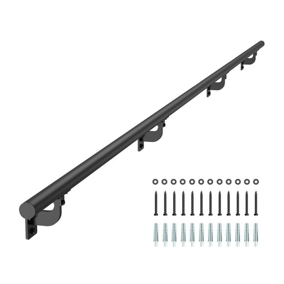 VEVOR 10ft Wall Mounted Stair Handrail Black Aluminum Indoor Outdoor Railing