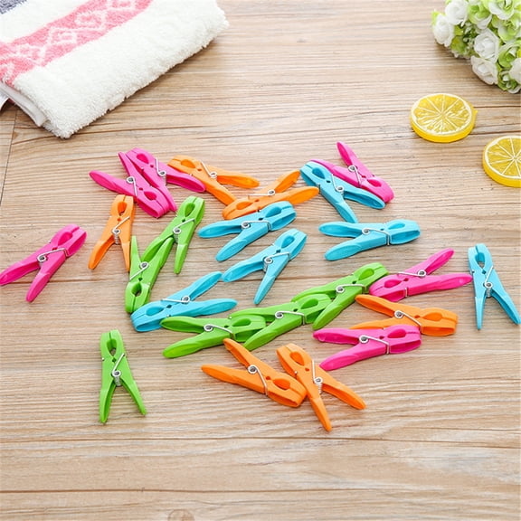 Clothespins 24 Pack Plastic Laundry Clips Heavy Duty Windproof Clothes Pins for Drying Clothes Outdoor Clothesline and Indoor Drying Rack Multi-Color Laundry Pegs - Multicolor