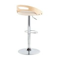 thumbnail image 3 of Cassis Mid-Century Modern Adjustable Barstool With Swivel In Natural Wood And Cream Faux Leather, 3 of 7