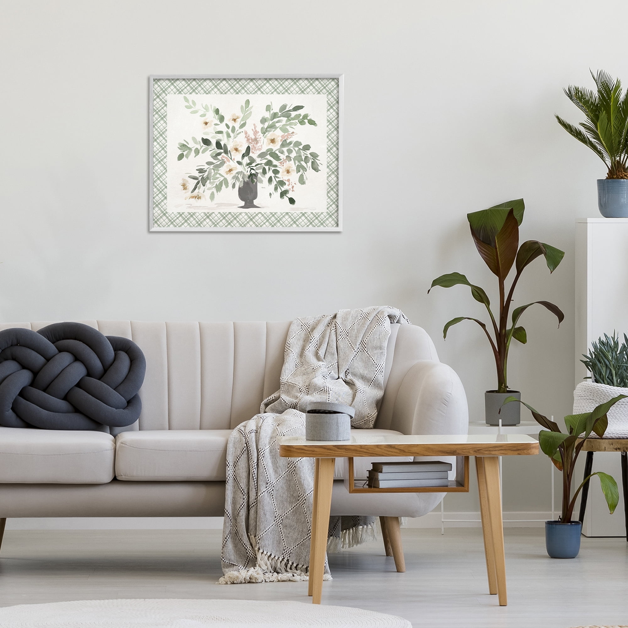 Stupell Industries Springtime Bouquet on Plaid White Framed Giclee Art, design by Lucille Price