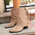 thumbnail image 5 of Mid Calf Boots For Women Chunky Heel Almond Toe Thick Sole Winter Boots Comfortable Versatile Dressy Shoes for Walking Casual Work Daily Wear, 5 of 10