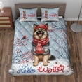 thumbnail image 2 of Hello Winter German Shepherd Smiling in Red Scarf Hat Welcome Christmas Quilt Bedding Set Alsatian Dog Lover Gifts 1 Blanket Bed Cover 2 Pillowcases - 00017, 2 of 5