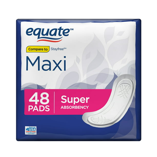 Equate Maxi Pads With Aloe Moderate Super 48 Count Walmart