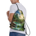 thumbnail image 3 of Drawstring Backpack - Lake Forest Dinosaur Splash Proof Small Drawstring Gym Bag for Women Men, Cinch Sports String Bag Backpack for Travel Swimming Beach, 3 of 8