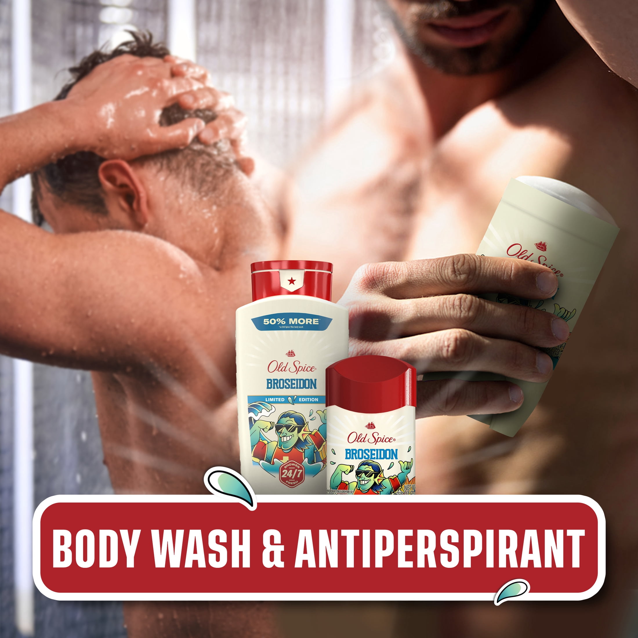 Old Spice Men's Antiperspirant, Broseidon, Scent of Ocean Surf, 2.6oz