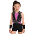 thumbnail image 5 of Aislor Girls Tank Unitards With Shorts Headband Gymnastics Leotard Athletic Ballet Dance Bodysuit Training Outfits Hot Pink 10, 5 of 7